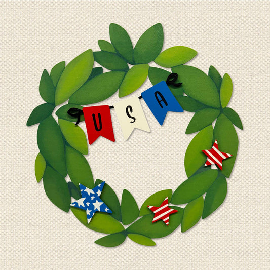 "USA" Patriotic Wreath Kit Magnets S/4