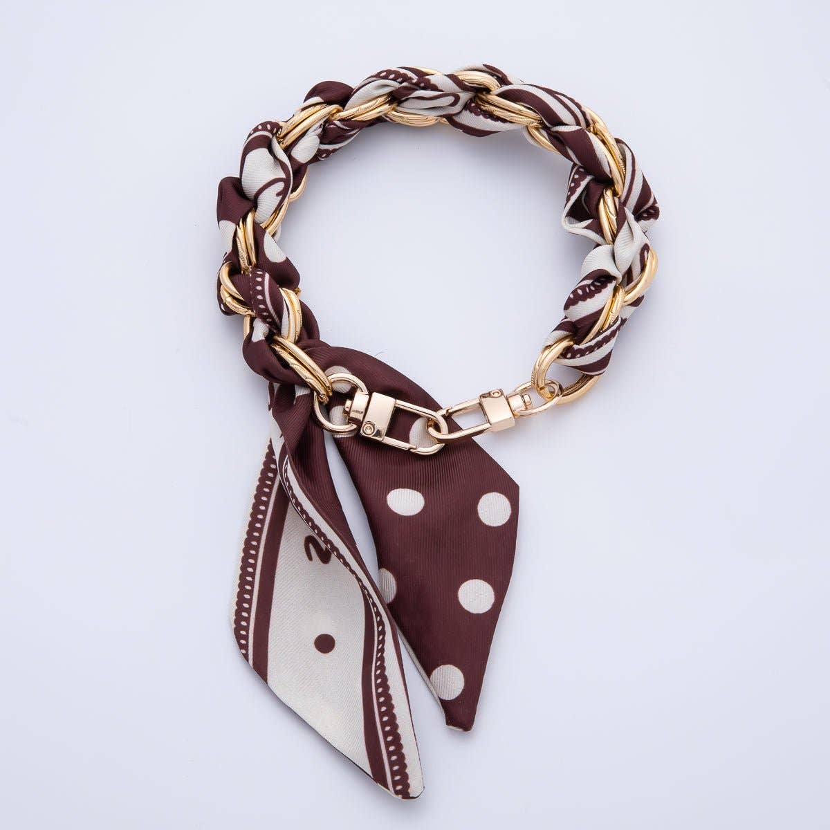 18K Gold Filled Silk Textile Knot Bag Charm Bracelet Keychain Accessories | WB-00156 - WB-00169