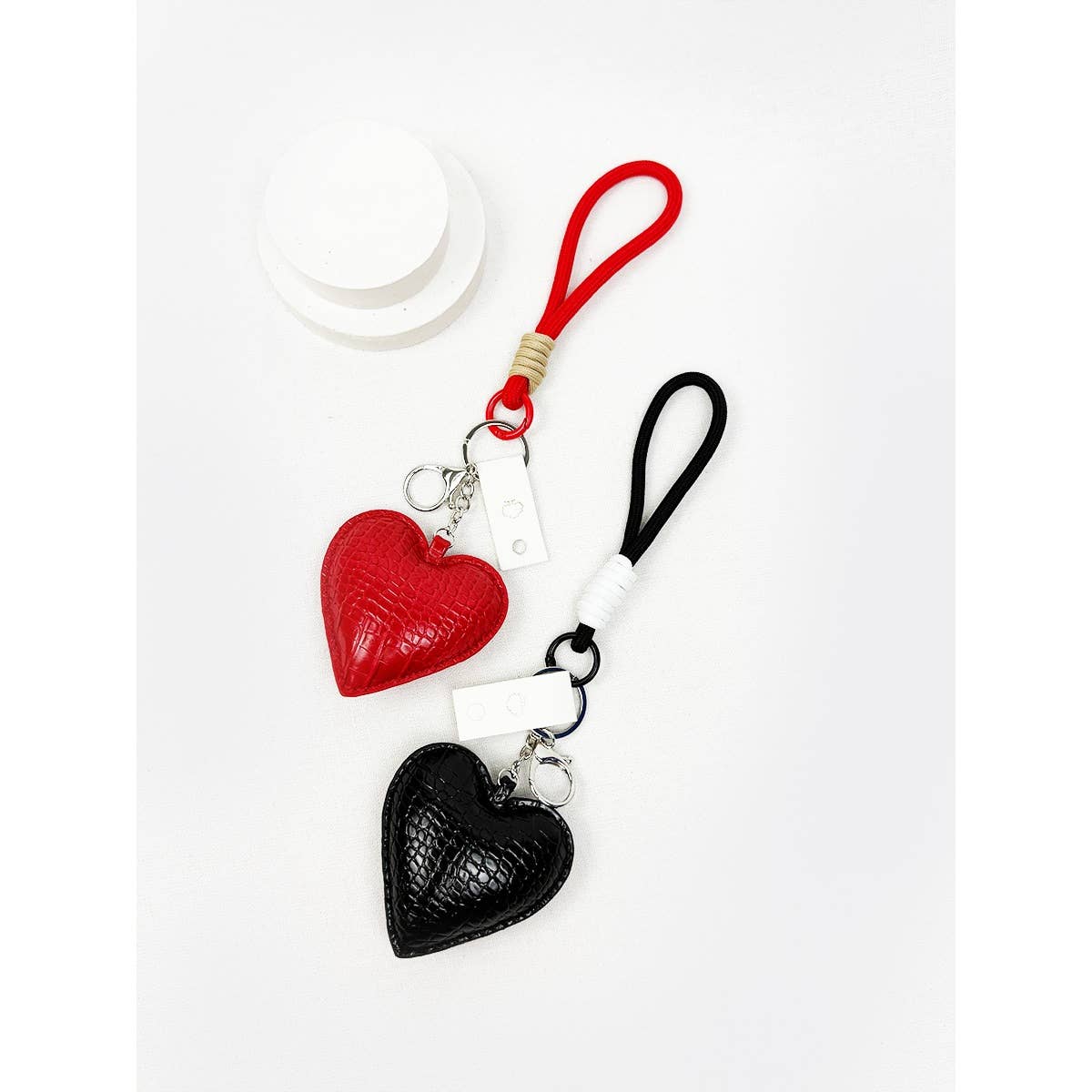 Crocodile Textured Heart Faux Key Chain