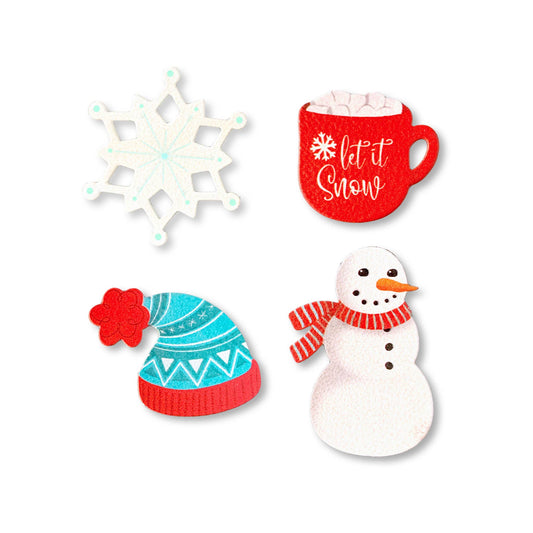 Let it Snow Winter Magnets S/4, Holiday Decor