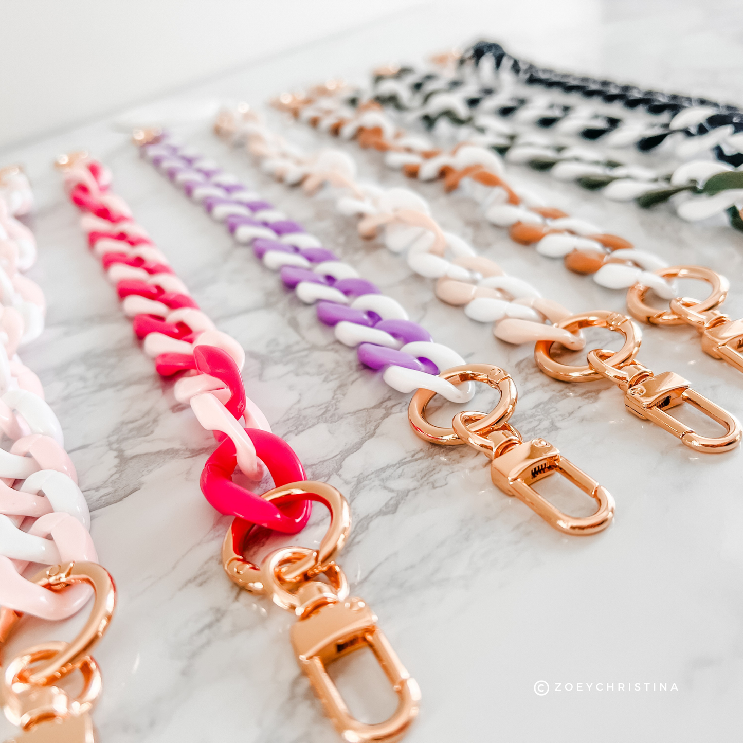 Chunky Acrylic Bag Chains – 8 Colors, 16.5" Length