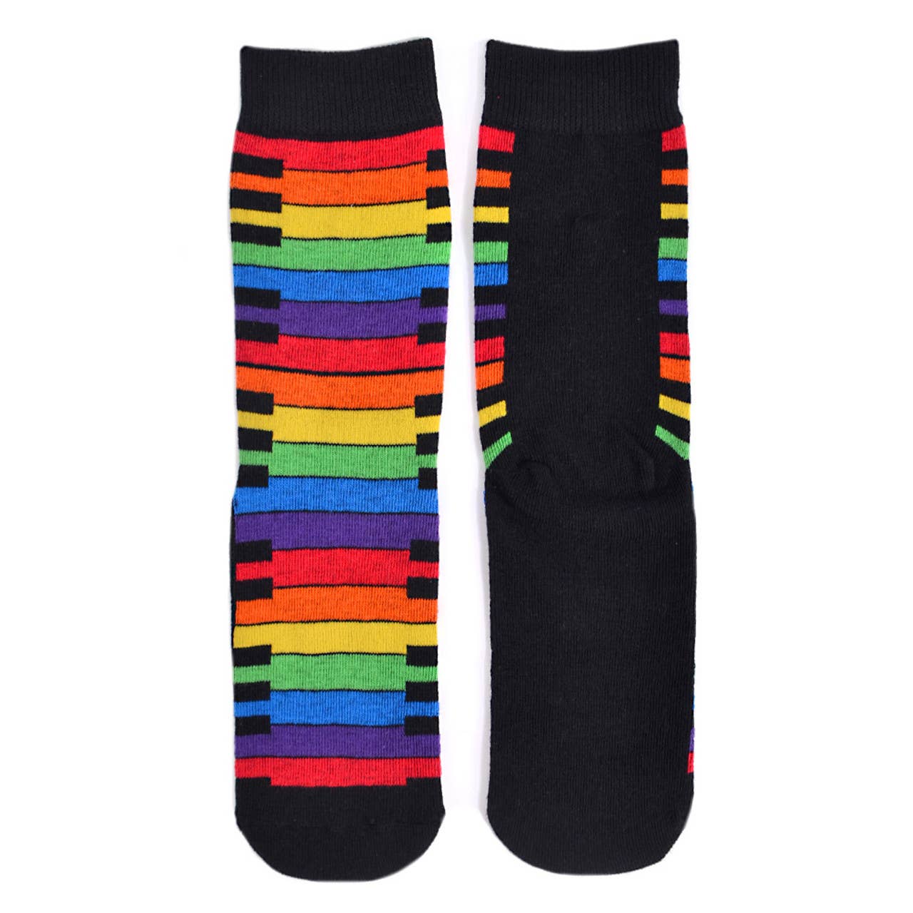 Women's Rainbow Keys Novelty Socks - LNVS19429-BK