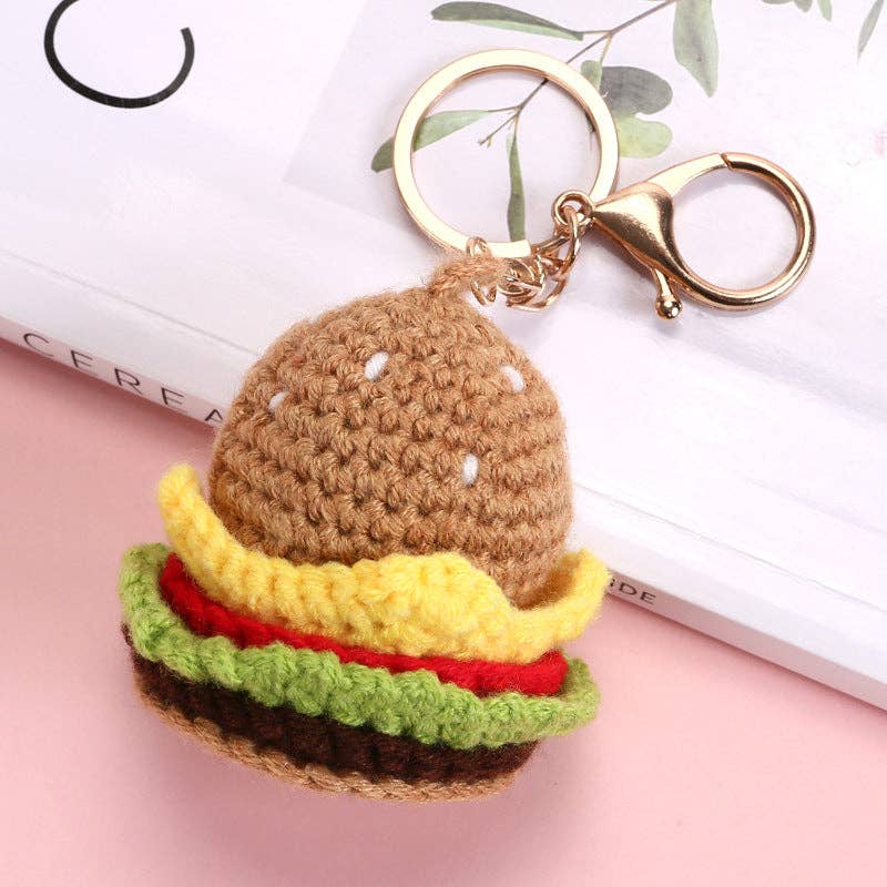 Food-Themed Crochet Keychain Accessories Handmade from Milk Cotton Yarn