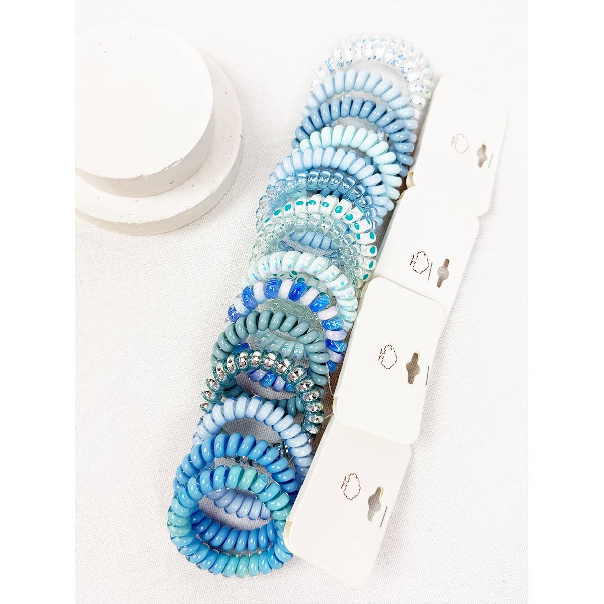 Mix of Blue Shades Spiral Hair Ties