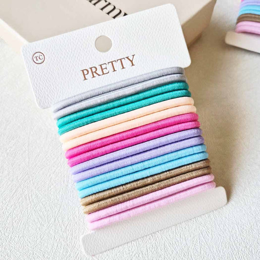 16 pcs of Pastel Tone Elastic Hair Tie Set