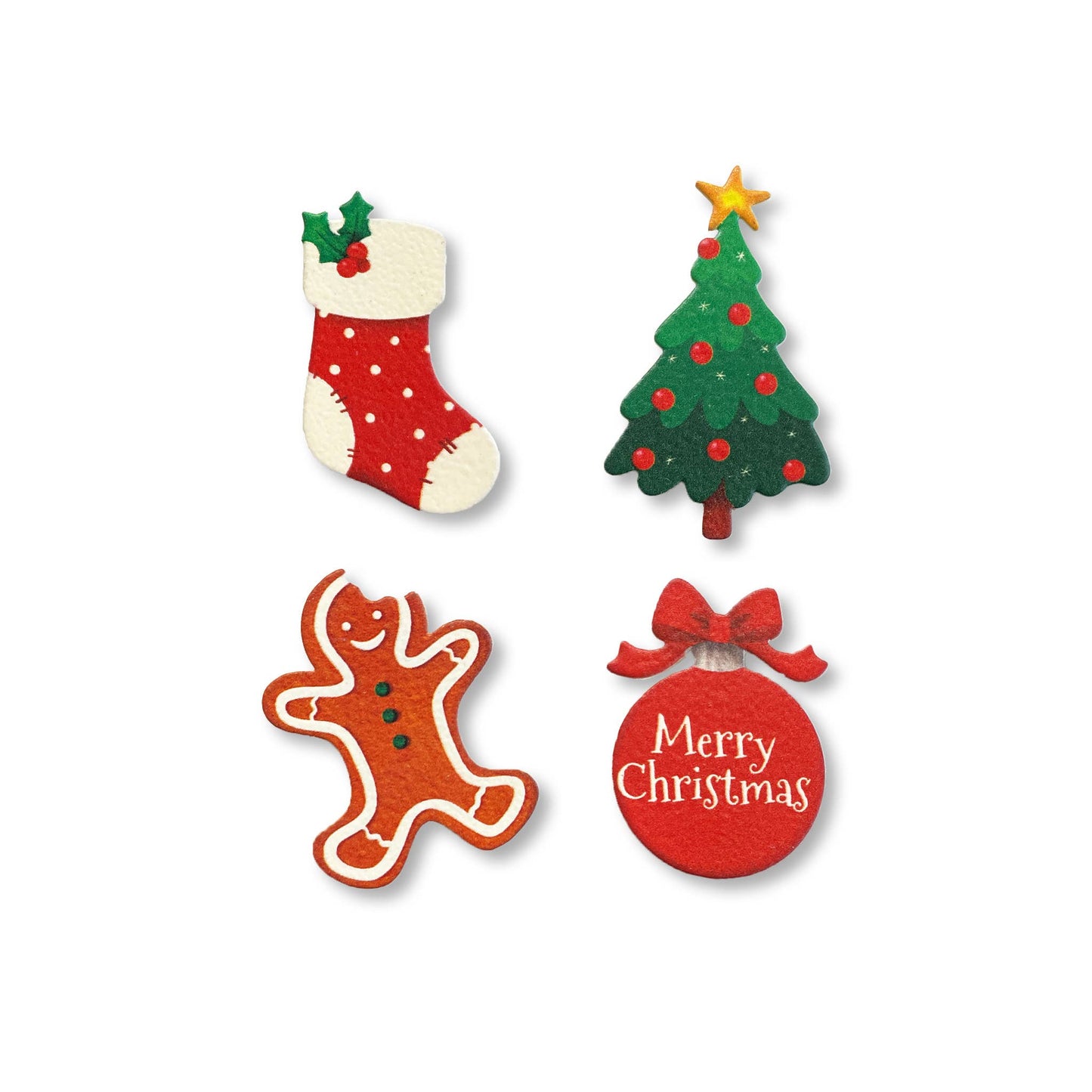 Merry Christmas Magnets S/4, Holiday Decor