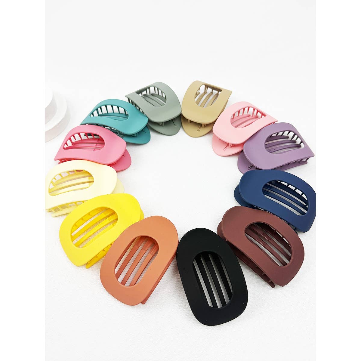 12 Colors of Oval Shape Flat Hair Claw