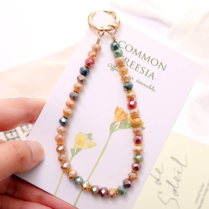 Colorful Beaded Wrist Keychain Phone Bag Strap