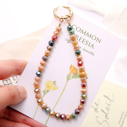 Colorful Beaded Wrist Keychain Phone Bag Strap