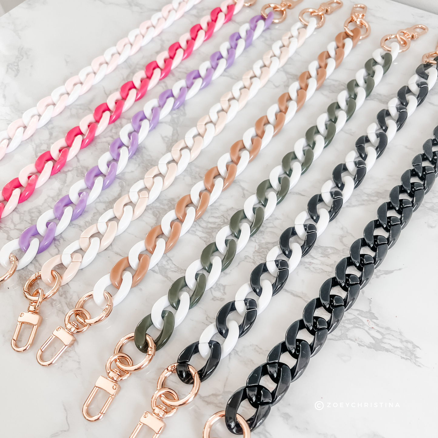 Chunky Acrylic Bag Chains – 8 Colors, 16.5" Length