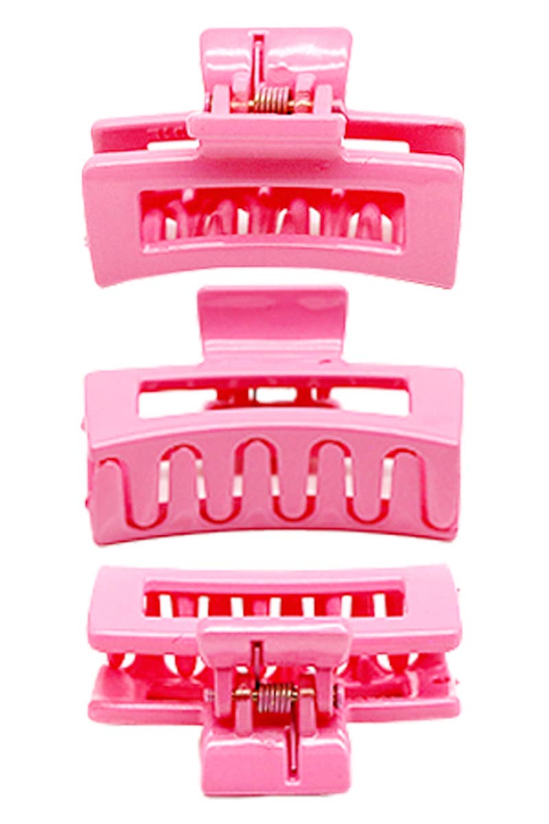 Mini Block Glossy Pastel Hair Claw - 3 pcs/pack