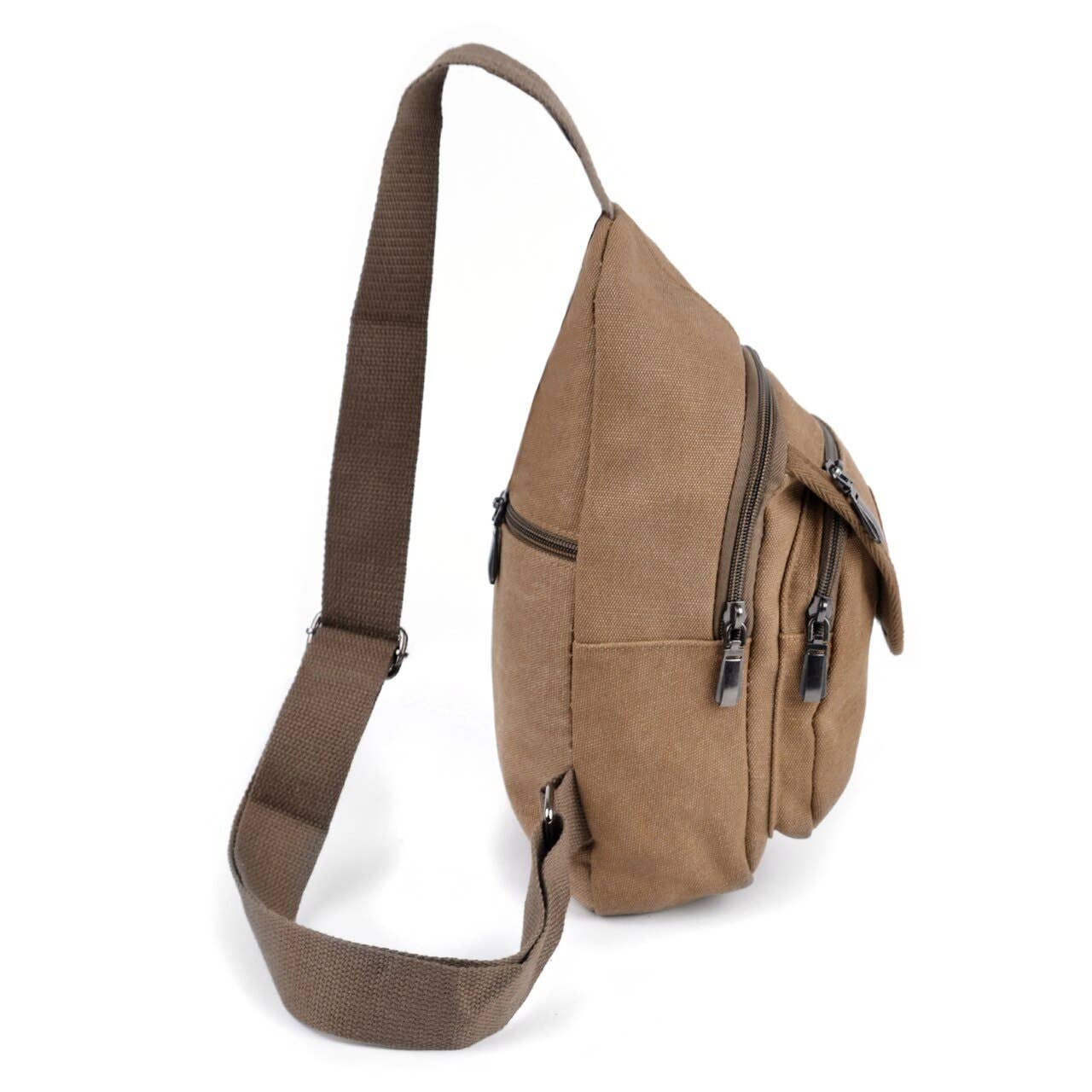 Brown Crossbody Canvas Sling Bag Backpack