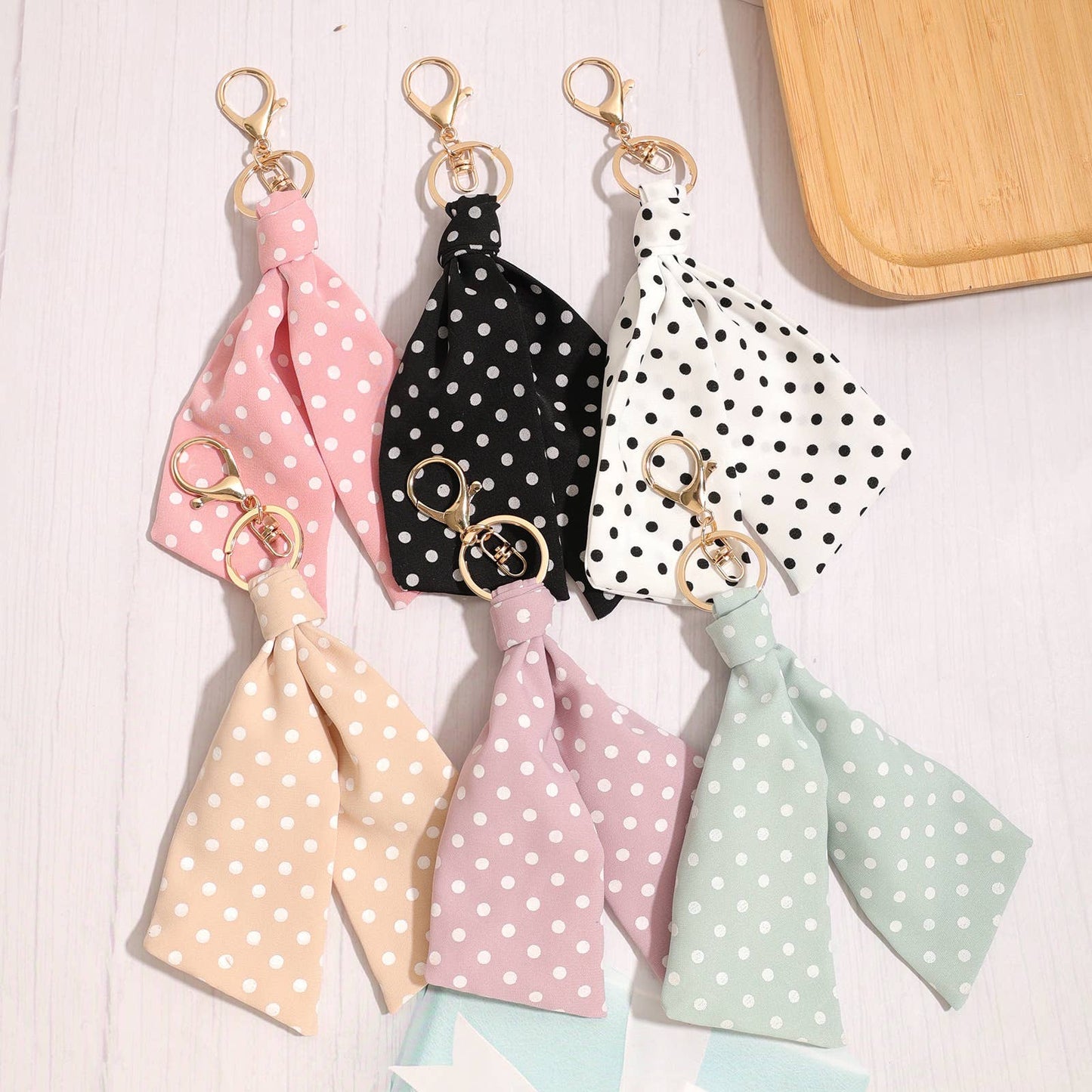 Polka‑Dot Bow‑Knot Keychain Bag Charm