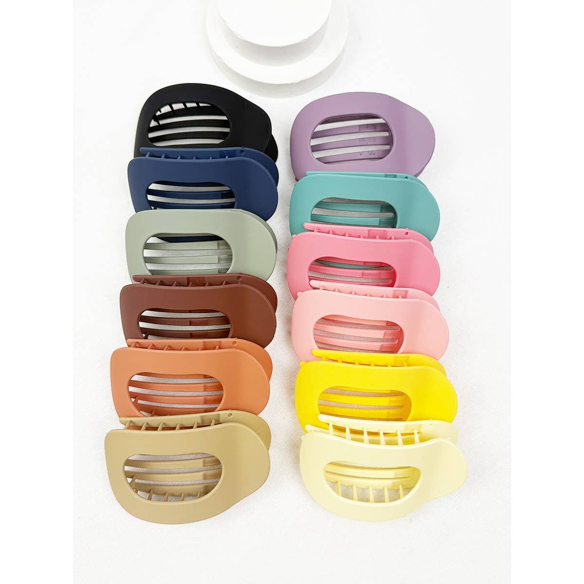 12 Colors of Oval Shape Flat Hair Claw