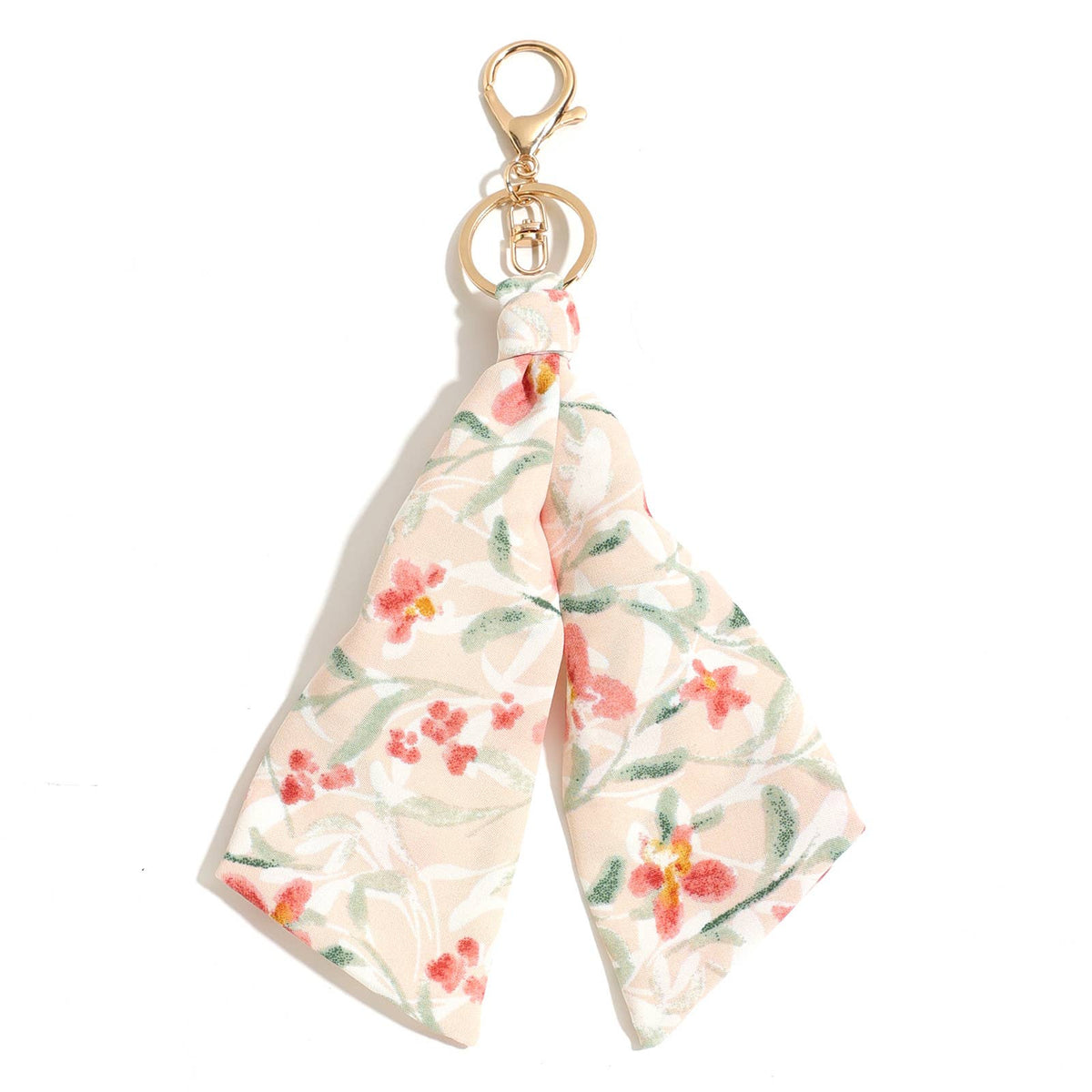 Vintage Floral Print Scarf Keychain Knotted Bag Charm