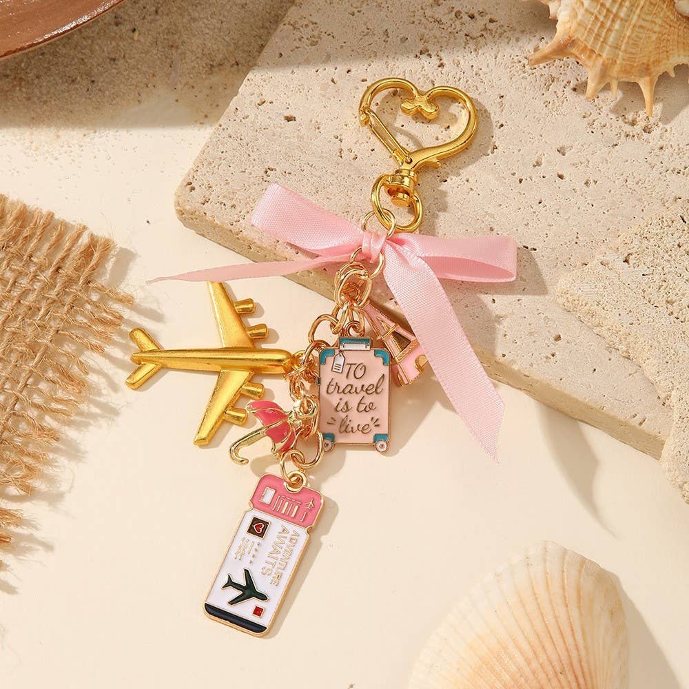 Boho Aesthetic Multi-Charm Beaded Keychain Handbag Pendant
