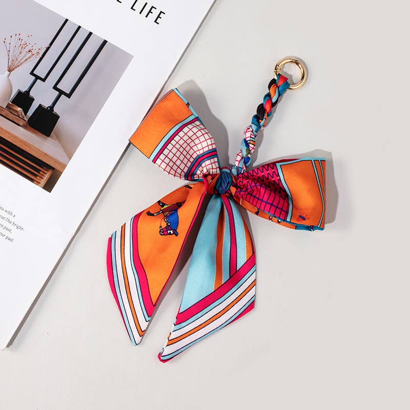 Bow scarf bag charm handmade woven versatile